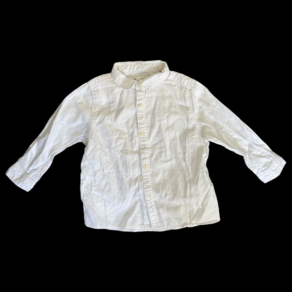 EUC Zara Baby Boy 12-18M White Button-Up Shirt